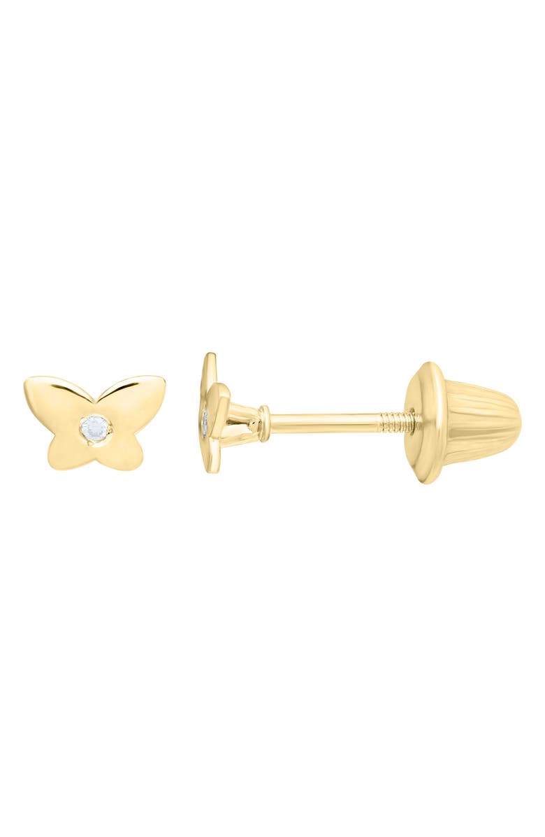 Mignonette Kids' 14K Gold Diamond Butterfly Stud Earrings, Main, color, Yellow Gold