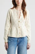 Treasure & Bond Pointelle Peplum Cardigan