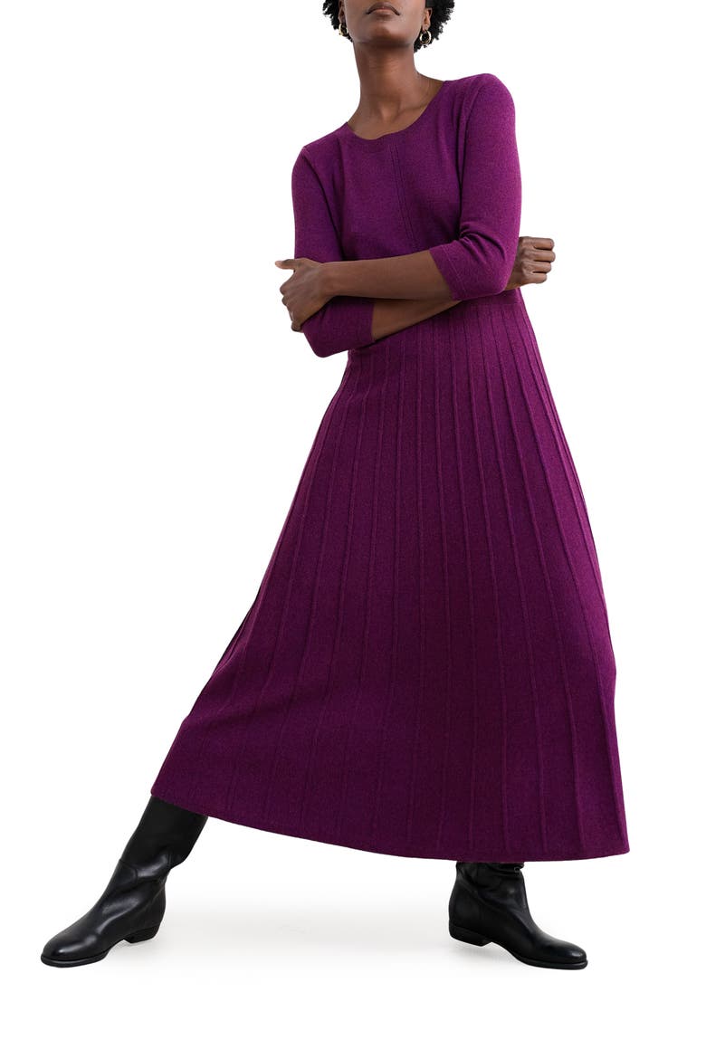 Folk Song Rib Midi Sweater Dress, Main, color, KNIT MELANGE AMETHYST