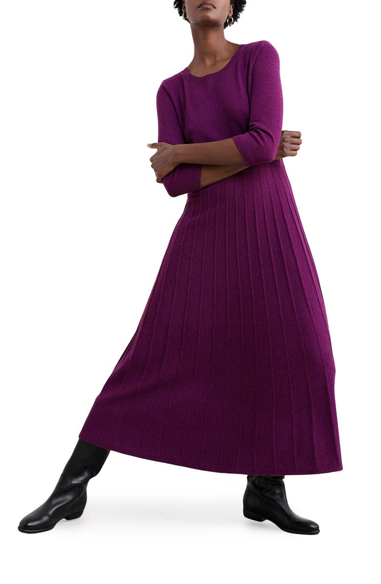 Seasalt Cornwall Folk Song Rib Midi Sweater Dress, Main, color, Knit Melange Amethyst