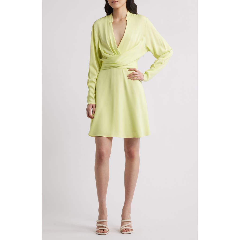 Hugo Boss Boss Dimkai Wrap Front Long Sleeve Dress In Green