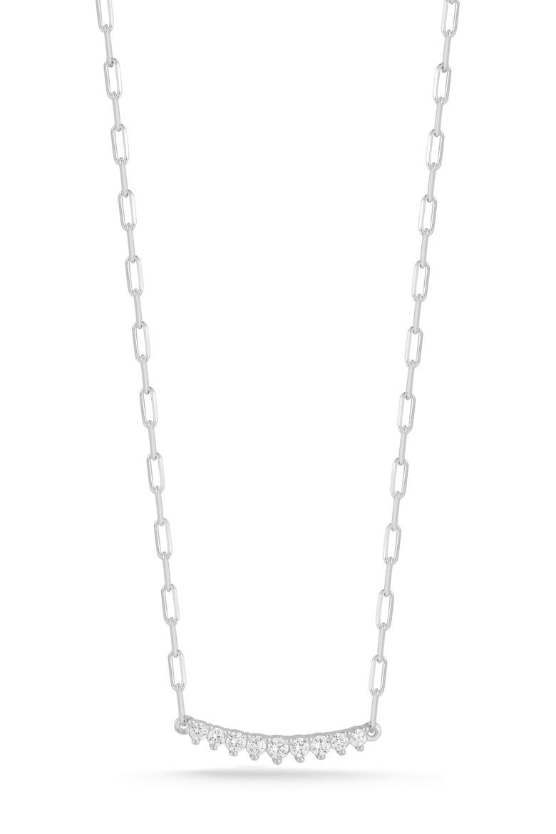 Cubic Zirconia Bar Necklace, Main, color, SILVER