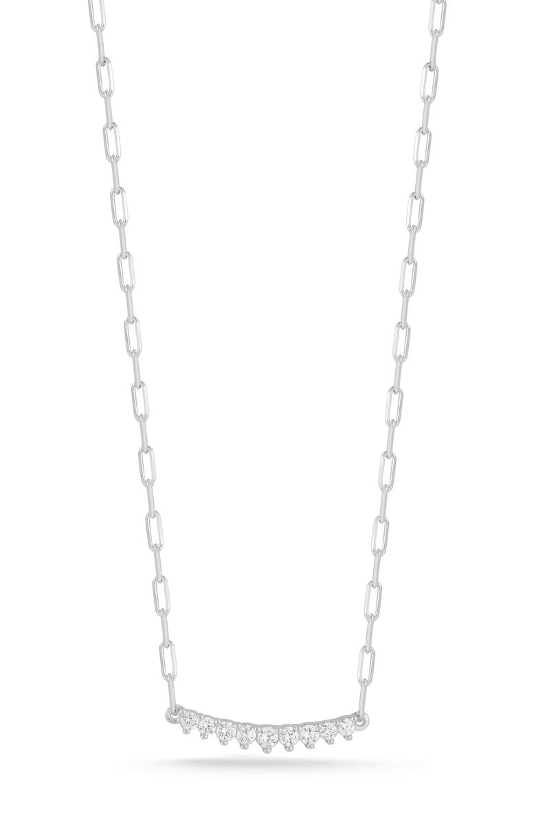 CHLOE AND MADISON Cubic Zirconia Bar Necklace, Main, color, Silver