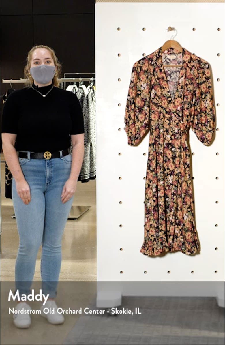 Floral Print Wrap Midi Dress, sales video thumbnail