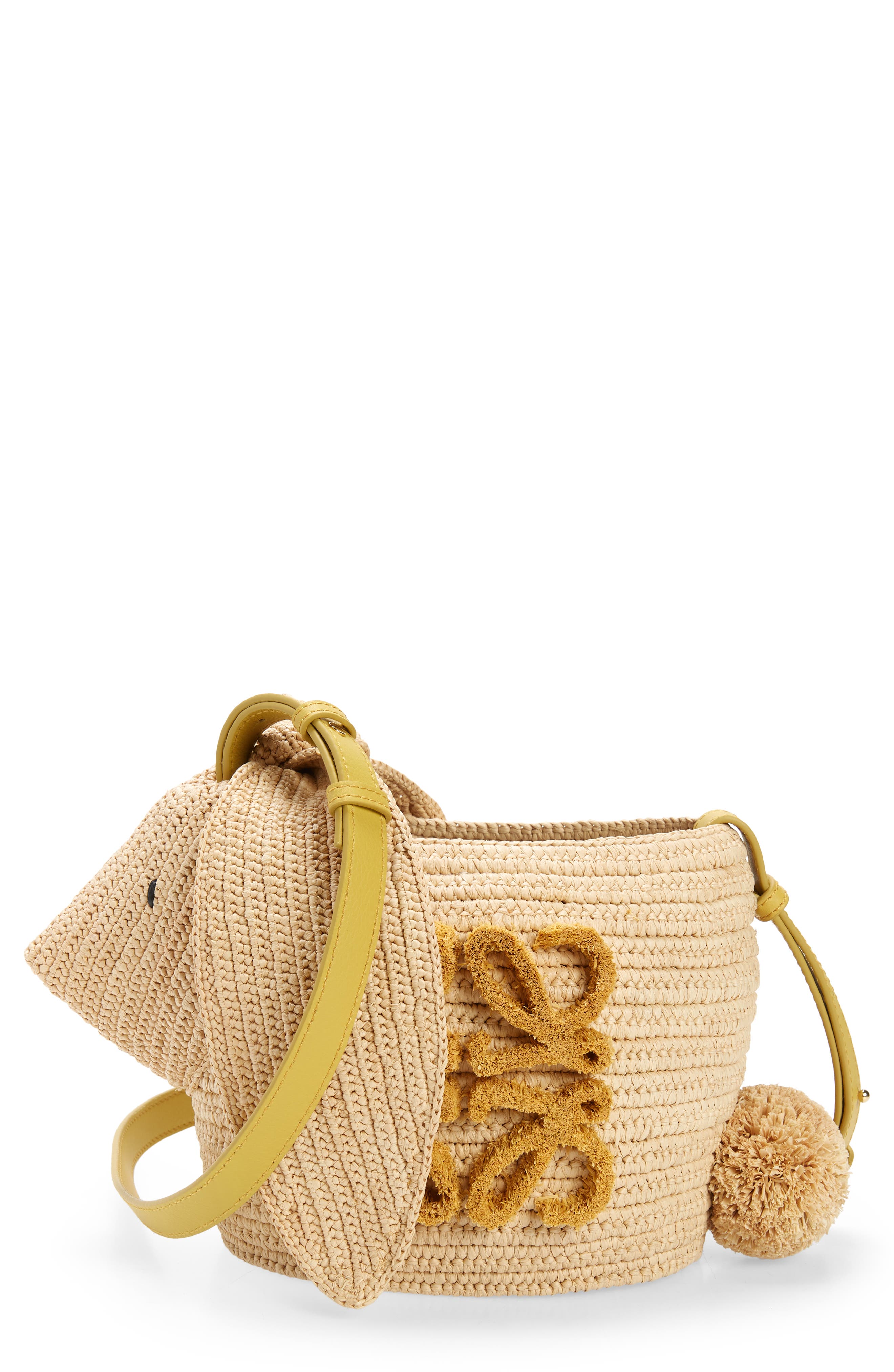 Loewe Year of the Rabbit Raffia Bucket Bag, Main, color, 
