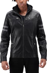XRAY Faux Leather Hooded Moto Jacket