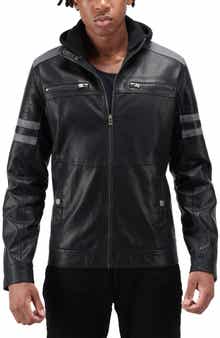 XRAY Faux Leather Hooded Moto Jacket