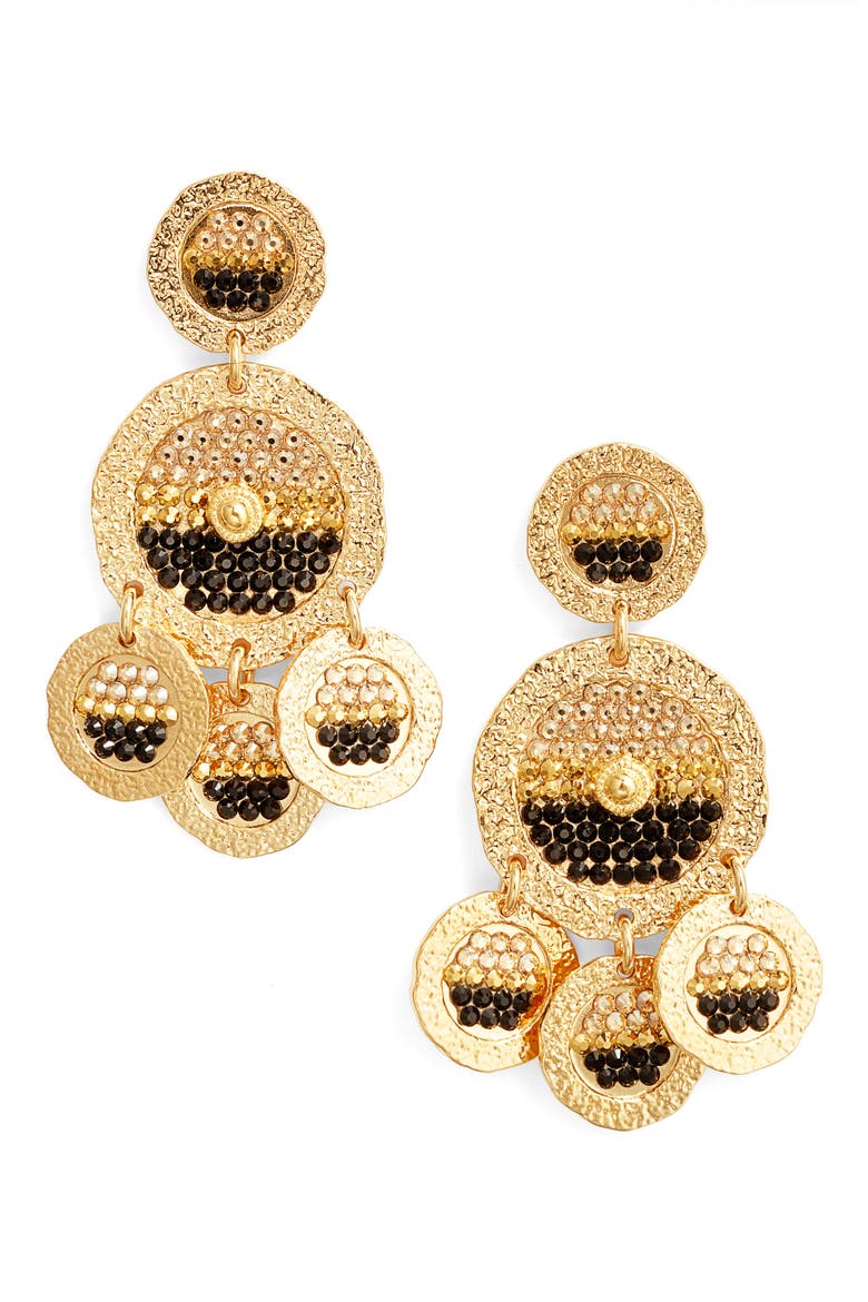 Illusion Crystal Drop Earrings, Main, color, GOLD