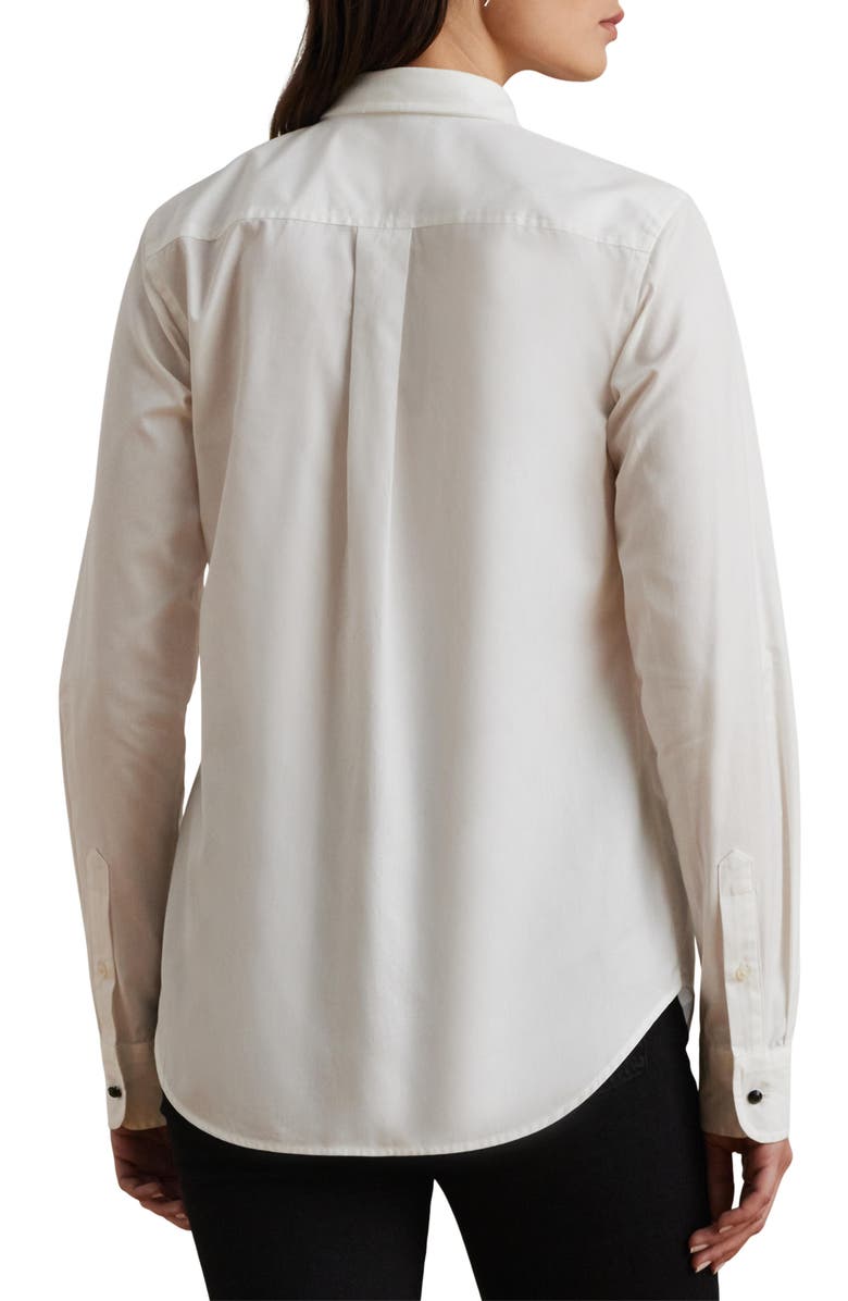 Lauren Ralph Lauren Bib Front Cotton Broadcloth Tuxedo Shirt, Alternate, color, 