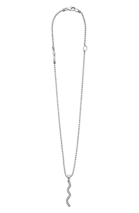 Caviar Spark Diamond Wave Pendant Necklace