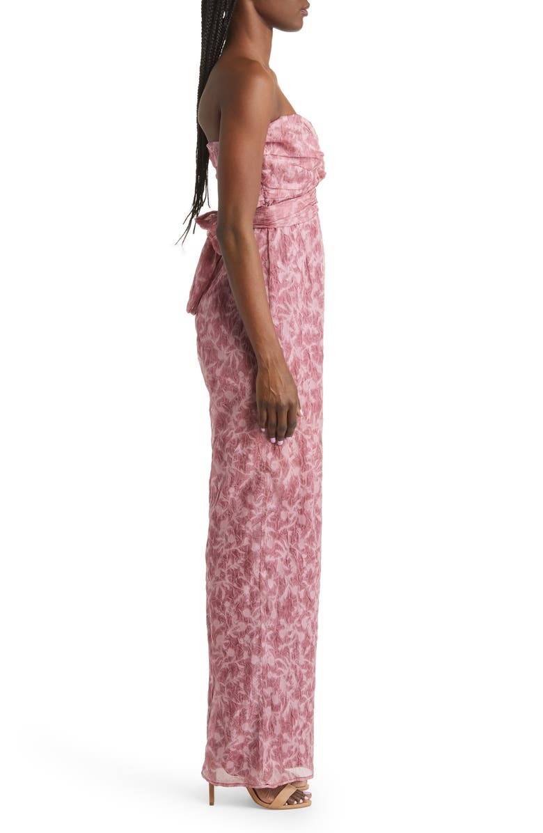 Lulus Lasting Love Textured Organza Strapless Jumpsuit, Alternate, color, 