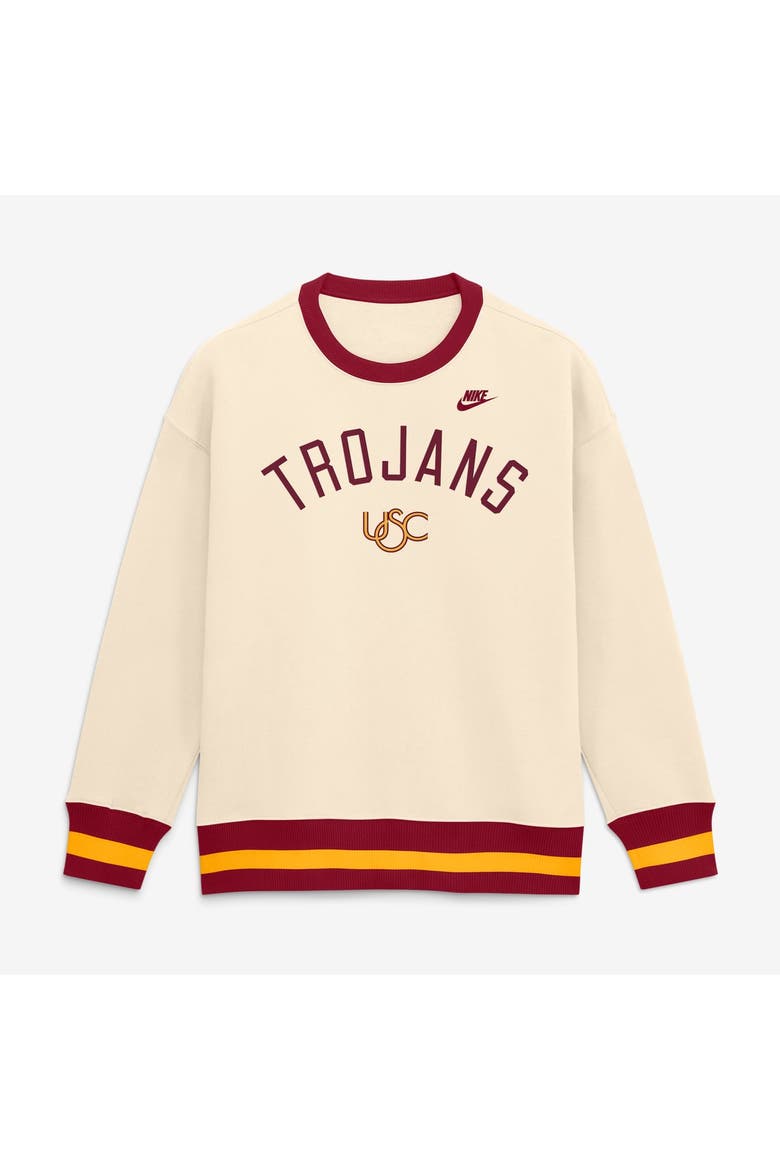 Women's Nike  Natural USC Trojans Oversized Legacy Arch Phoenix Sweatshirt, Main, color, Natural