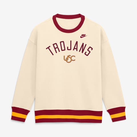 Women's Nike  Natural USC Trojans Oversized Legacy Arch Phoenix Sweatshirt