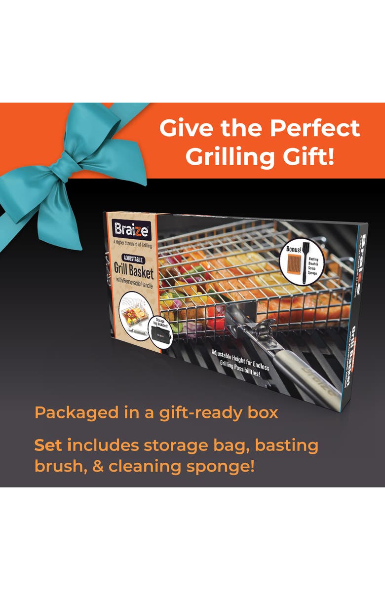 Braize Adjustable Grill Basket, Alternate, color, Grey