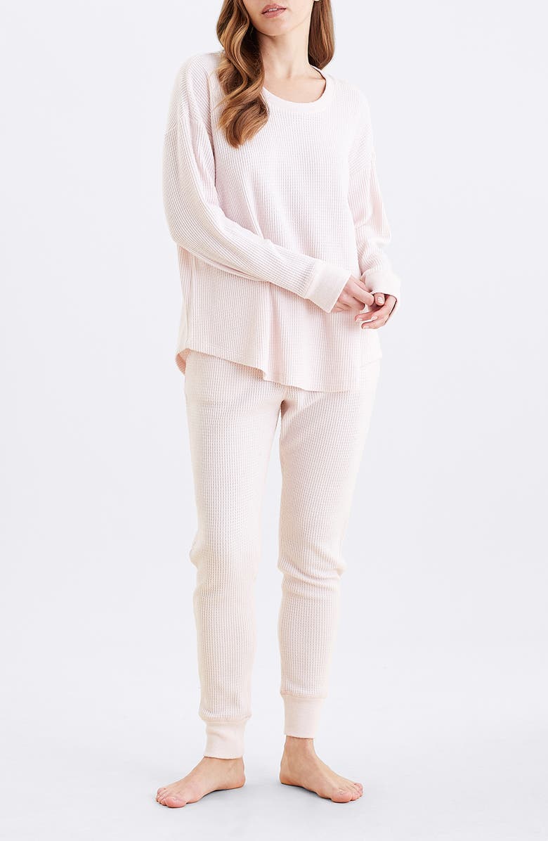 Papinelle Waffle Knit Pajamas, Alternate, color, Winter Rose