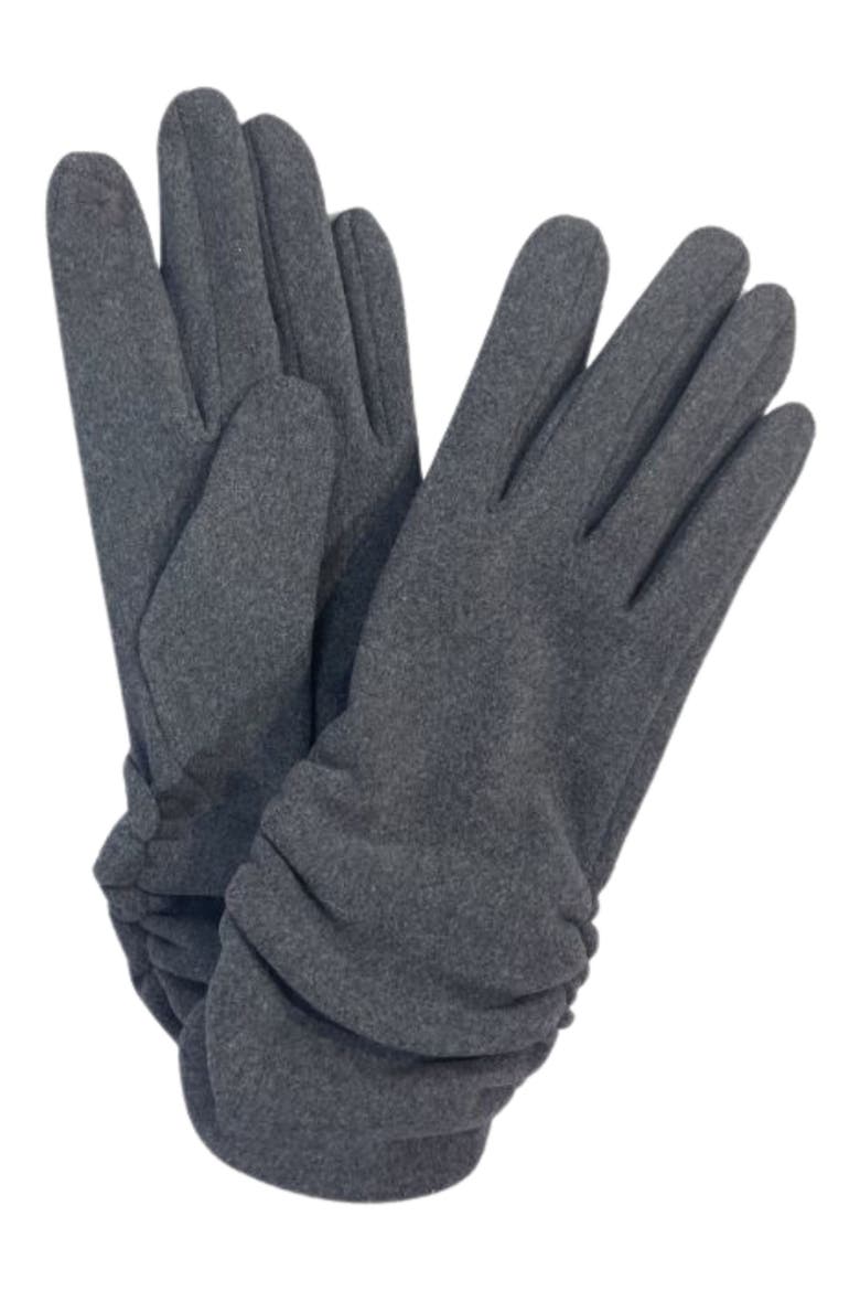 Ruched Jersey Touchscreen Gloves, Main, color, GREY