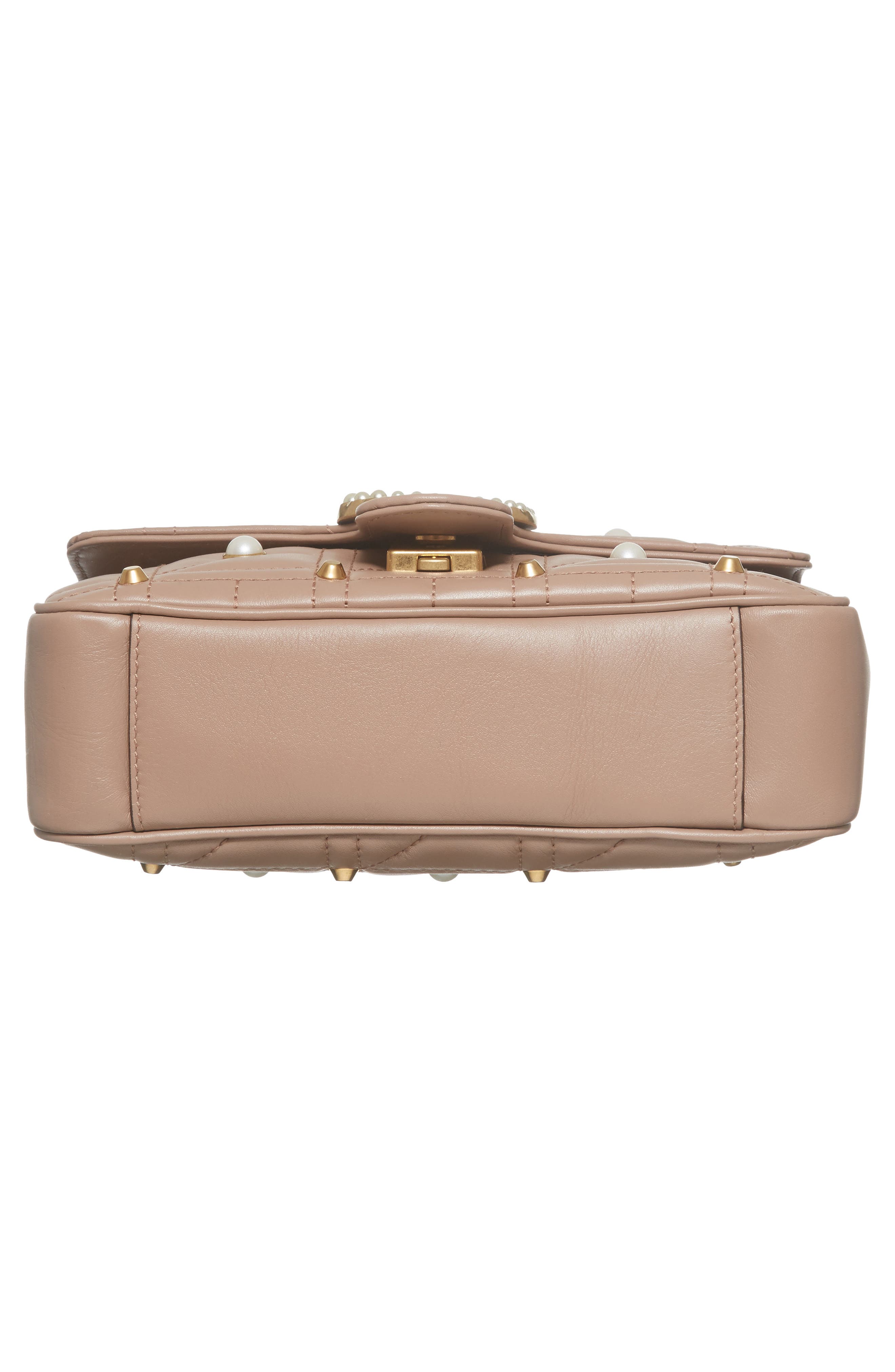 Gucci Mini GG Marmont 2.0 Imitation Pearl Logo Matelassé Leather Shoulder Bag, Alternate, color, 