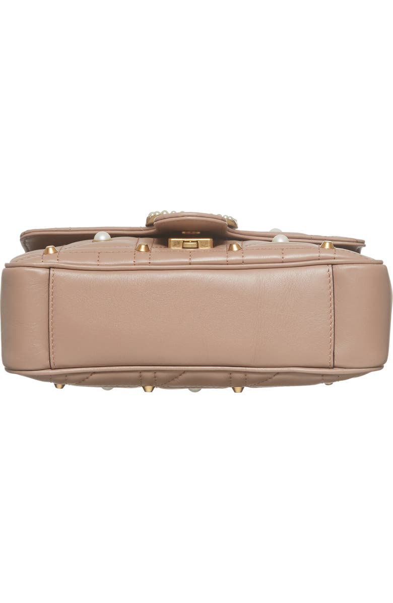 Gucci Mini GG Marmont 2.0 Imitation Pearl Logo Matelassé Leather Shoulder Bag, Alternate, color,