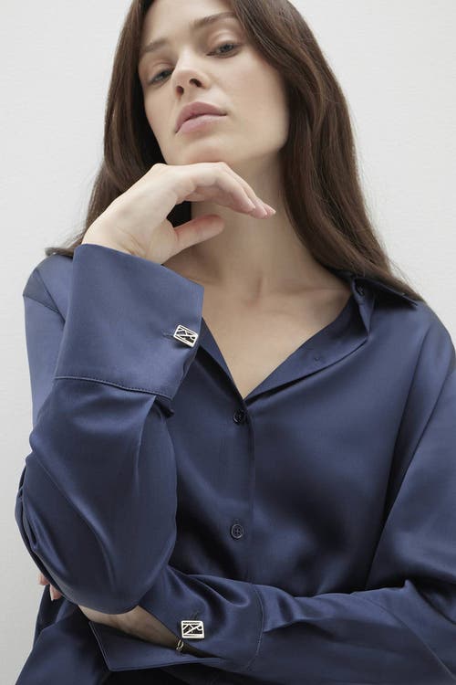 Naked Cashmere Suvi Silk Button-up Shirt In Blue