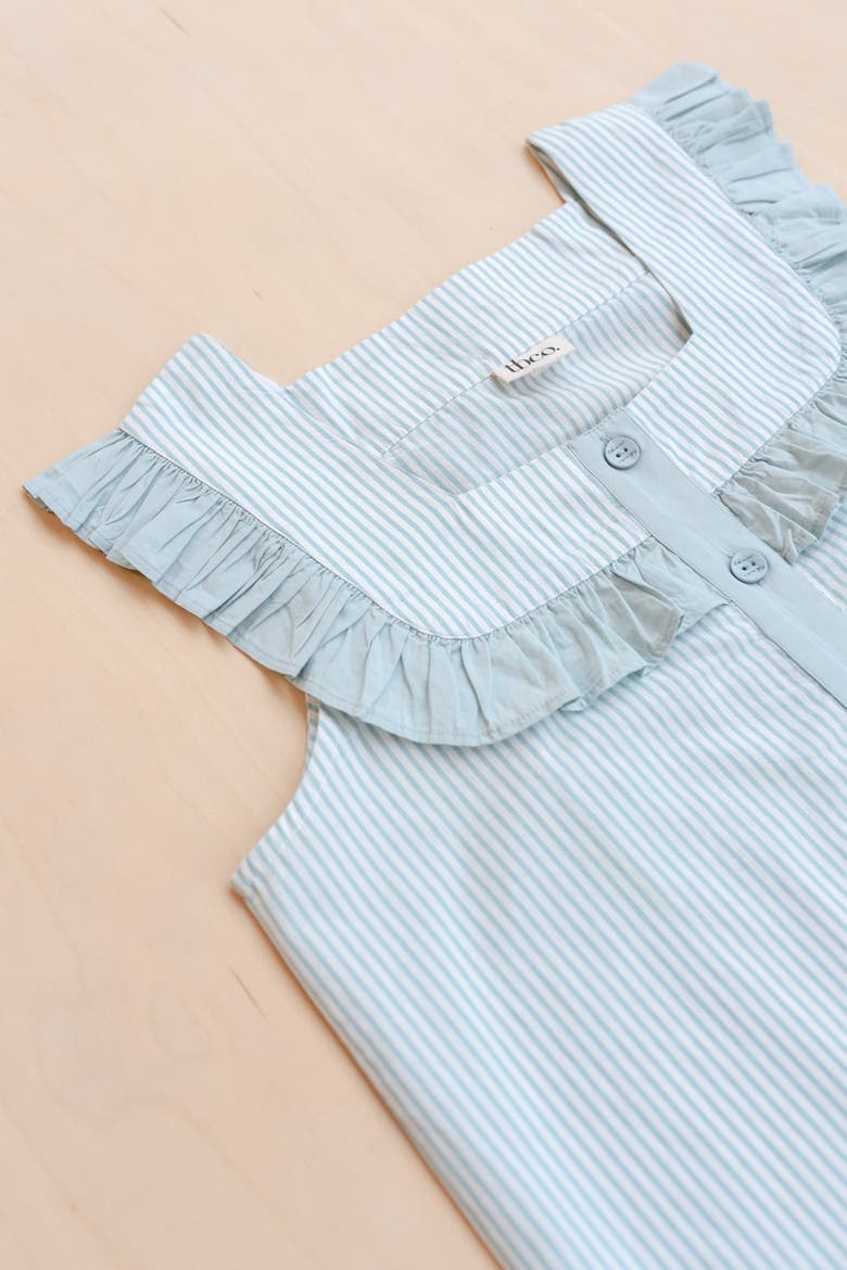 Cotton Ruffle Short Pajamas, Alternate, color, Blue Stripe Ruffle