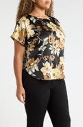 Anne Klein Floral Print Bateau Neck Top