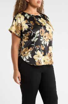 Anne Klein Floral Print Bateau Neck Top
