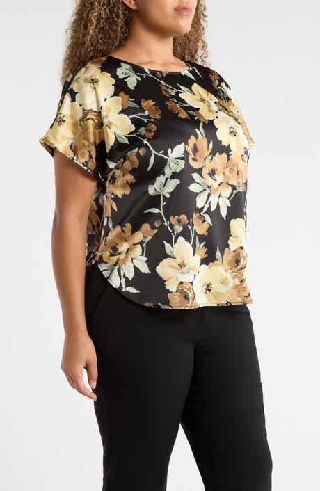 Anne Klein Floral Print Bateau Neck Top