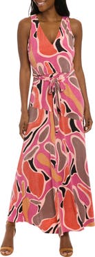 London Times Asymmetric Maxi Dress