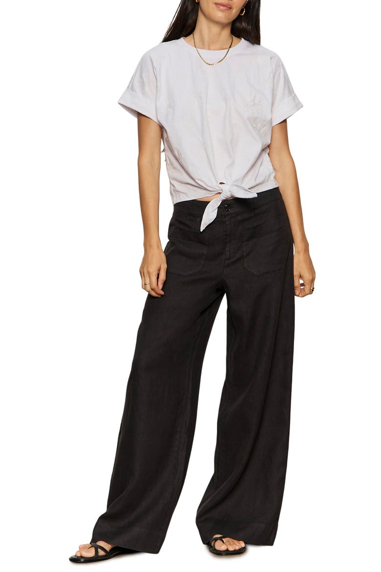 All Day Embroidered Tie Hem T-Shirt, Alternate, color, EMBROIDERY WHITE