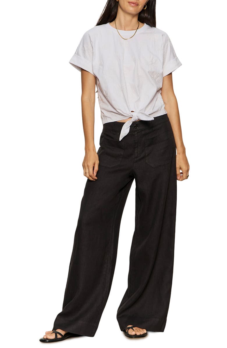 Sanctuary All Day Embroidered Tie Hem T-Shirt, Alternate, color, Embroidery White