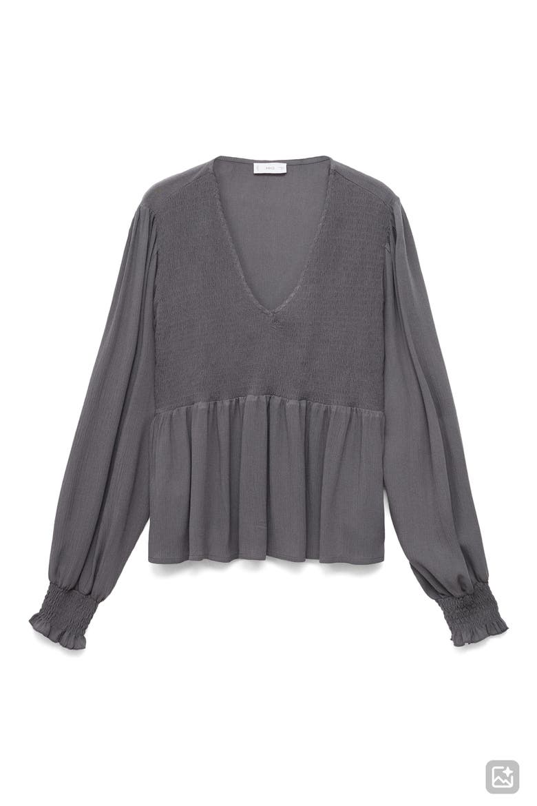 Smocked Flowy Top, Alternate, color, CHARCOAL