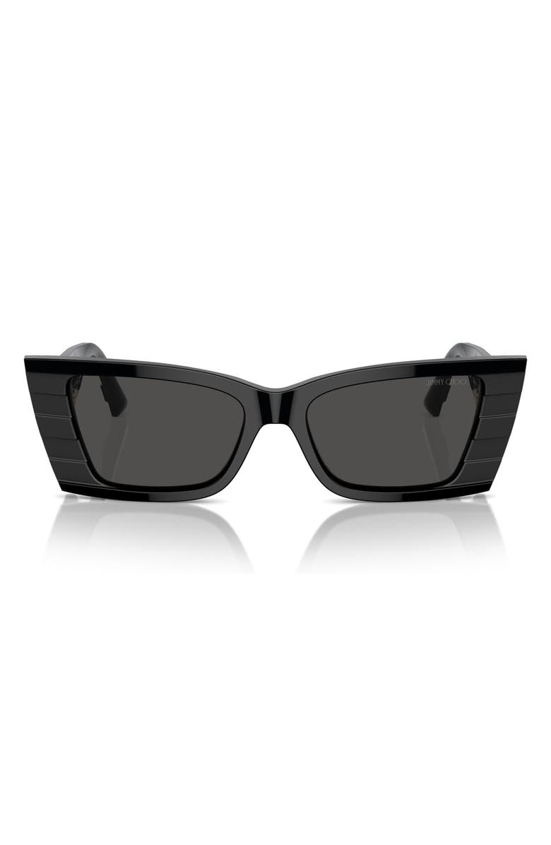Jimmy Choo 53mm Rectangle Sunglasses, Main, color, Dark Grey