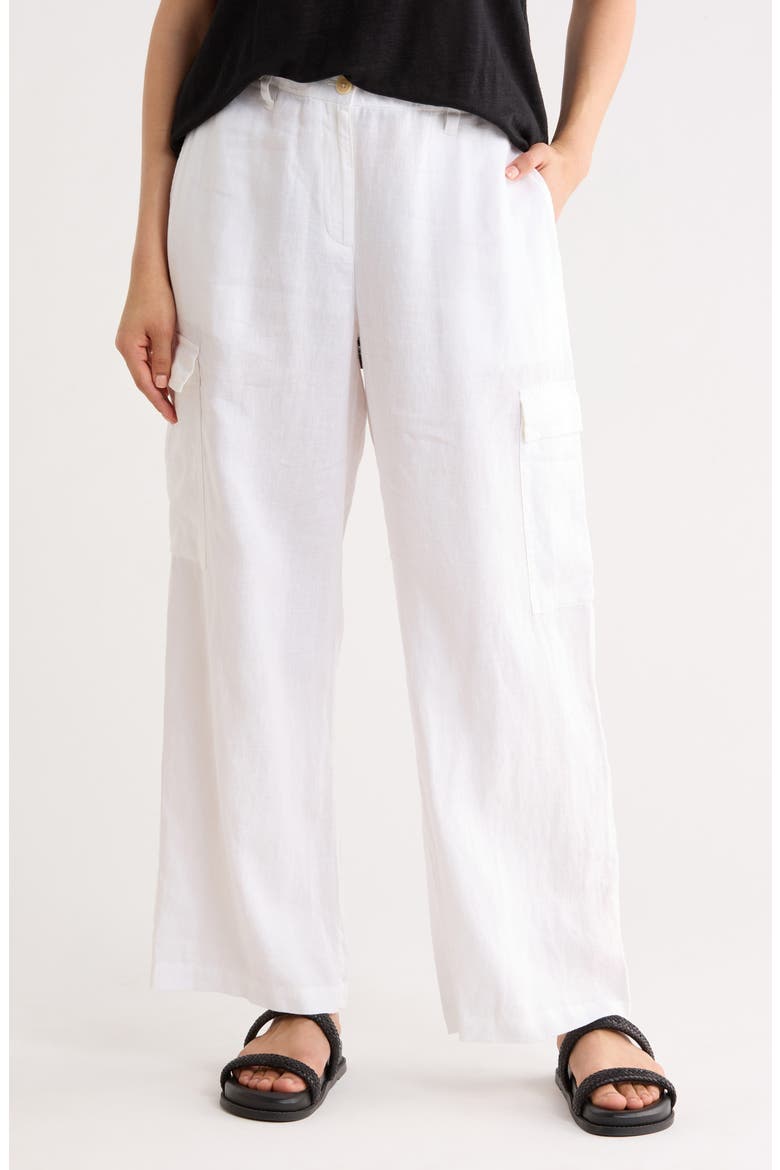 Wide Cargo Organic Linen Pants, Main, color, WHITE