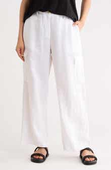 Eileen Fisher Wide Cargo Organic Linen Pants