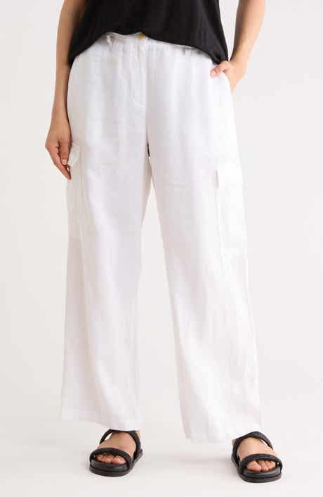 Eileen Fisher Wide Cargo Organic Linen Pants