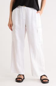 Eileen Fisher Wide Cargo Organic Linen Pants