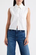 FRAME The Prep Embellished Sleeveless Button-Up Shirt
