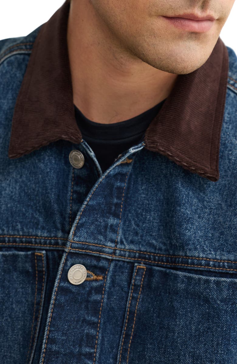WARP+WEFT SEA Denim Jacket with Corduroy Collar, Alternate, color, Hawthorne