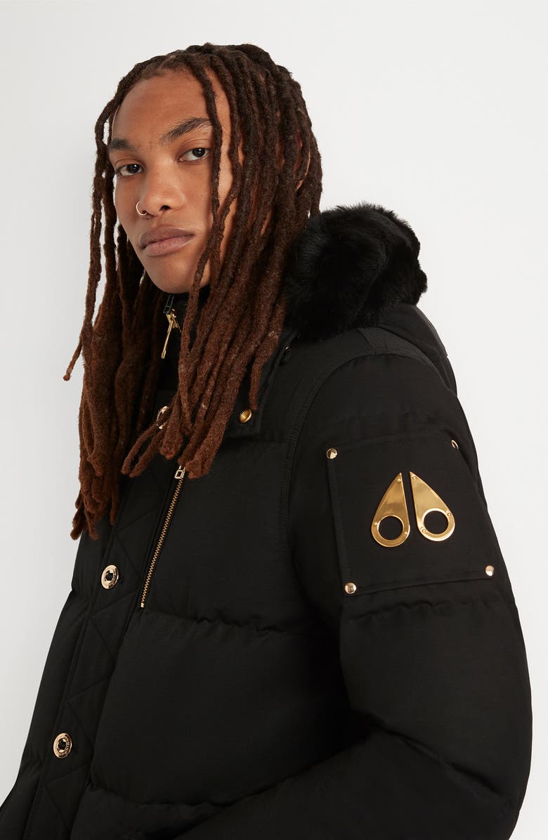 Moose Knuckles Gold 3Q Down Hooded Jacket with Genuine Shearling Trim, Alternate, color, 