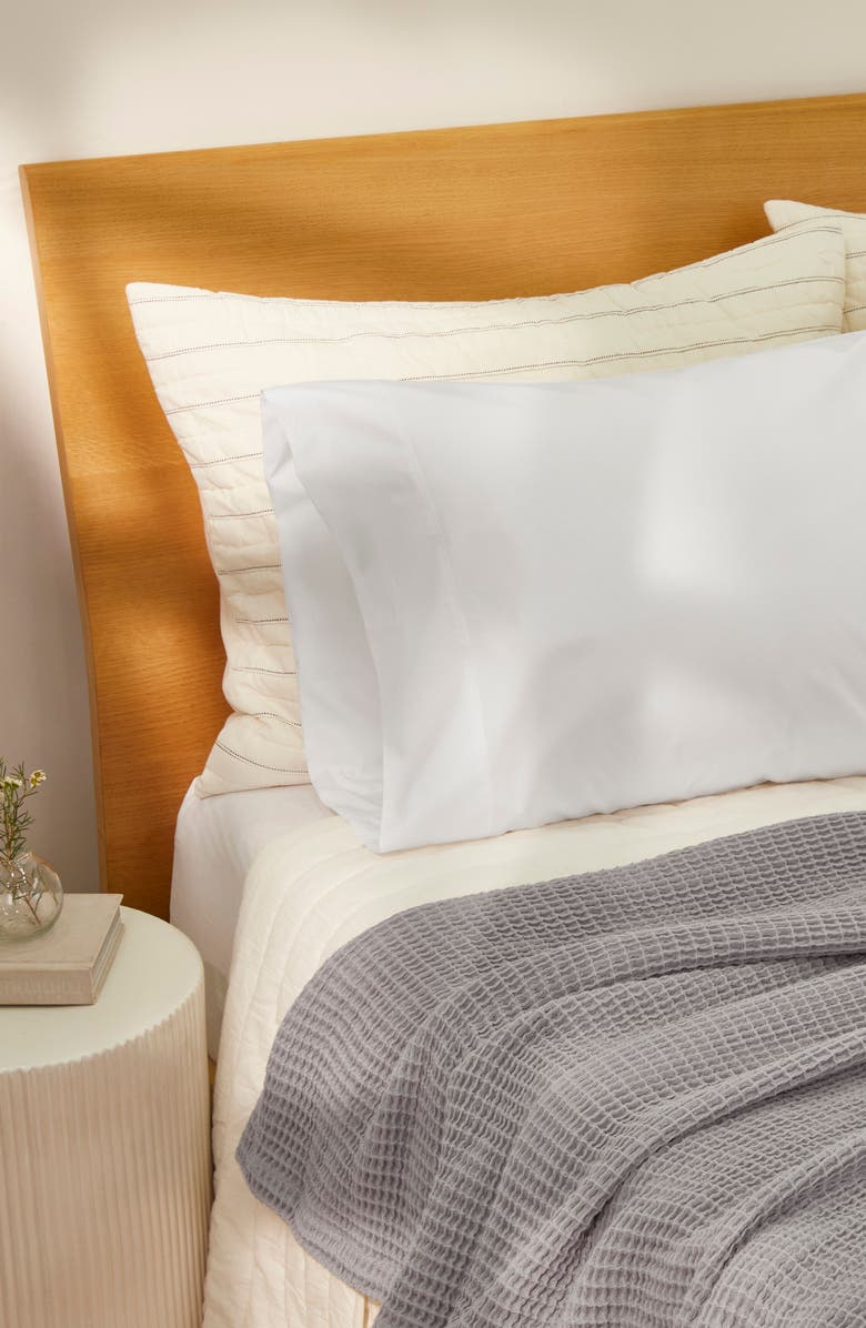 Casper Organic Cotton Waffle Knit Throw Blanket, Alternate, color, Rain