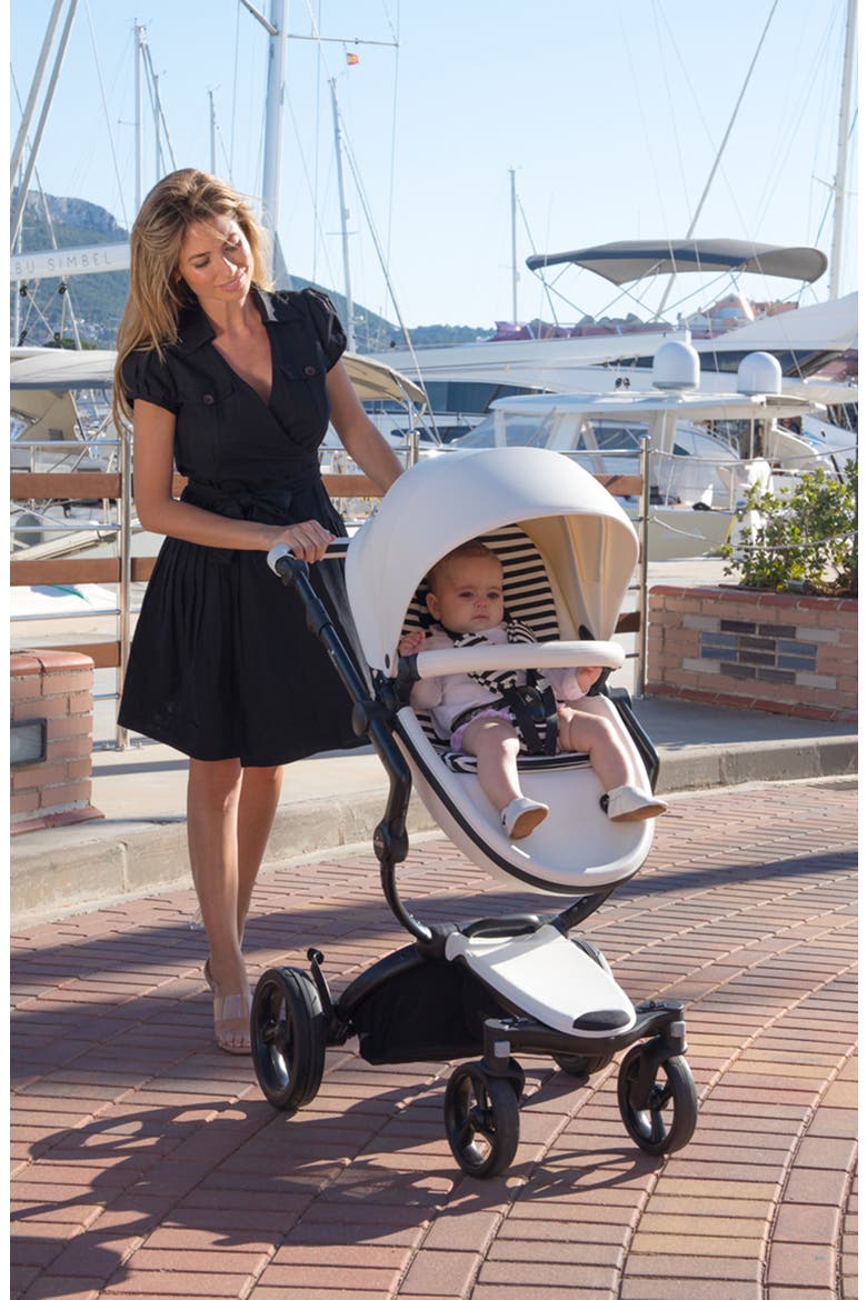 Xari Black Chassis Stroller with Reversible Reclining Seat & Carrycot, Alternate, color, ARGENTO/ HOT MAGENTA