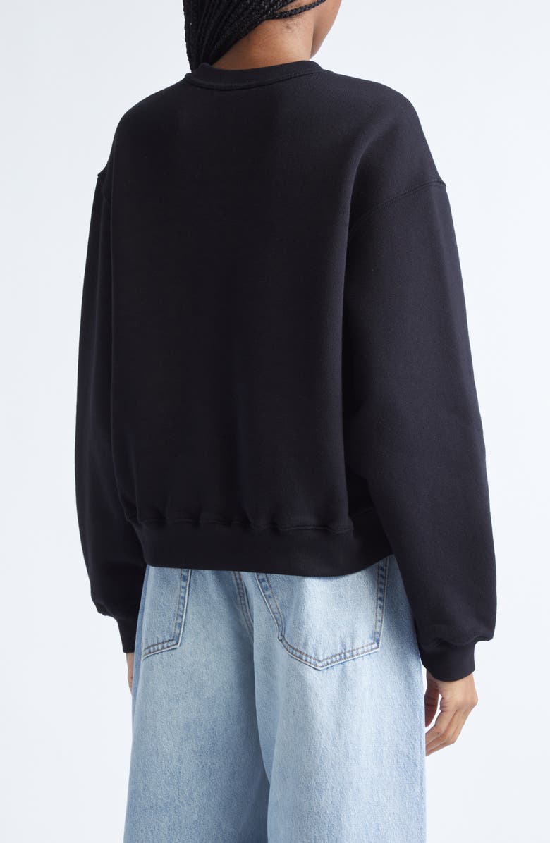 Alexander Wang Stacked Logo Cotton Terry Sweatshirt, Alternate, color, Black