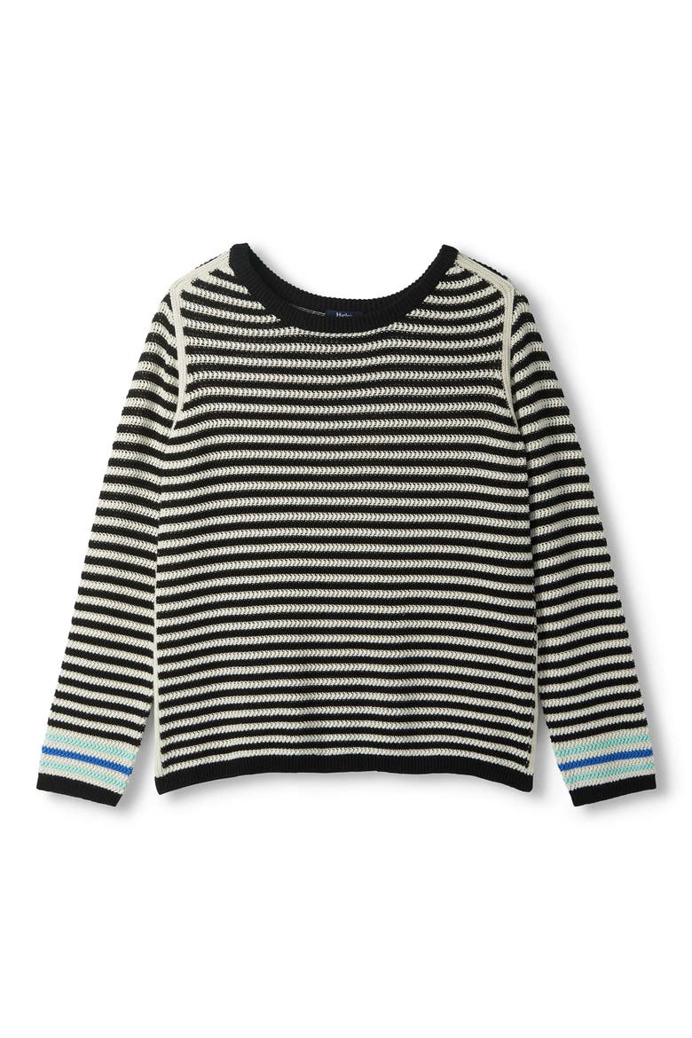 Pointelle Stripe Sweater, Alternate, color, BLACK