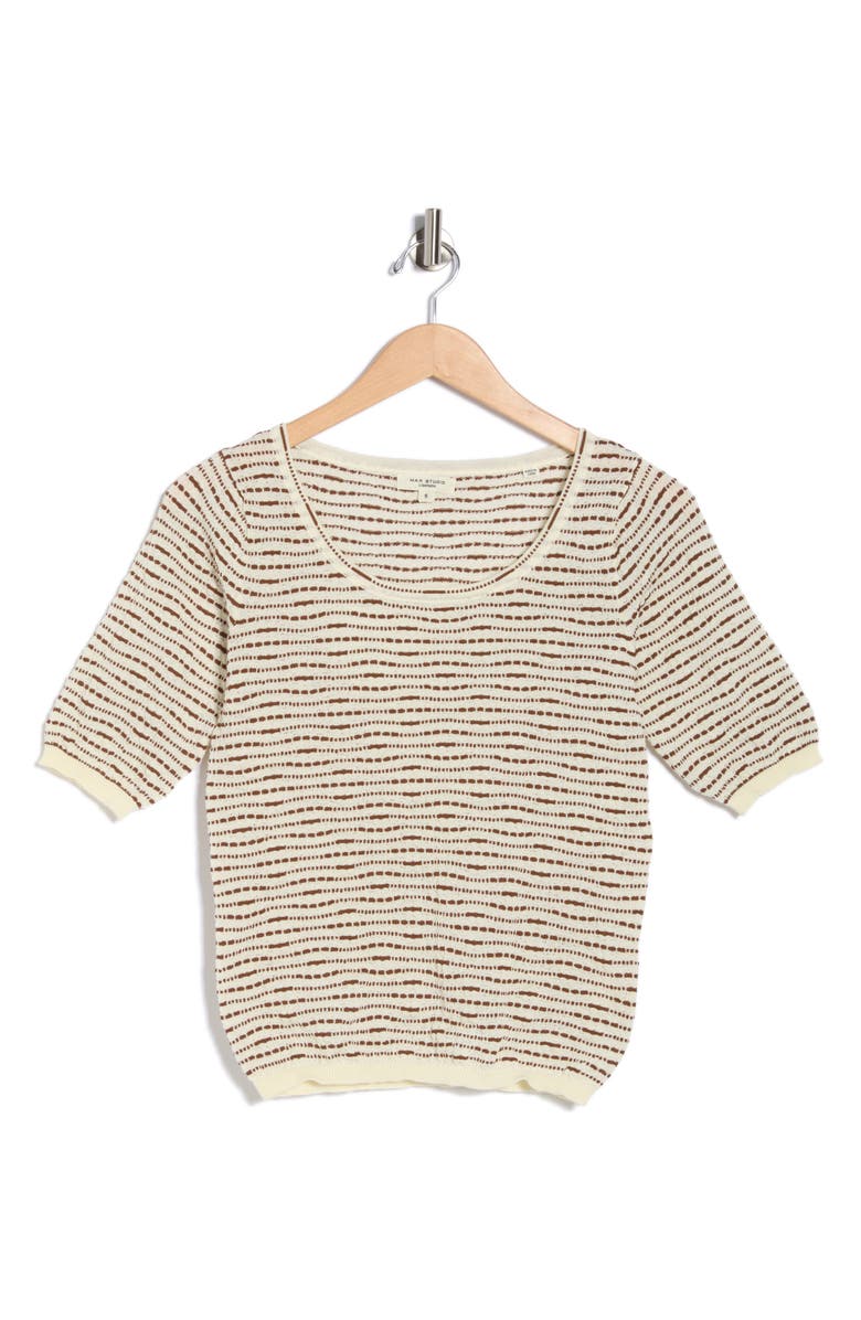 MAX STUDIO Pattern Elbow Sleeve Sweater, Alternate, color, Ivory/ Acorn