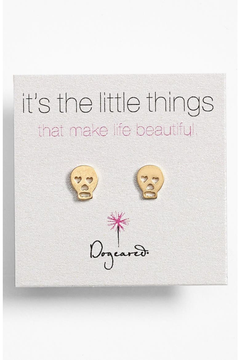 'It's the Little Things' Skull Stud Earrings, Main, color, GOLD DIPPED