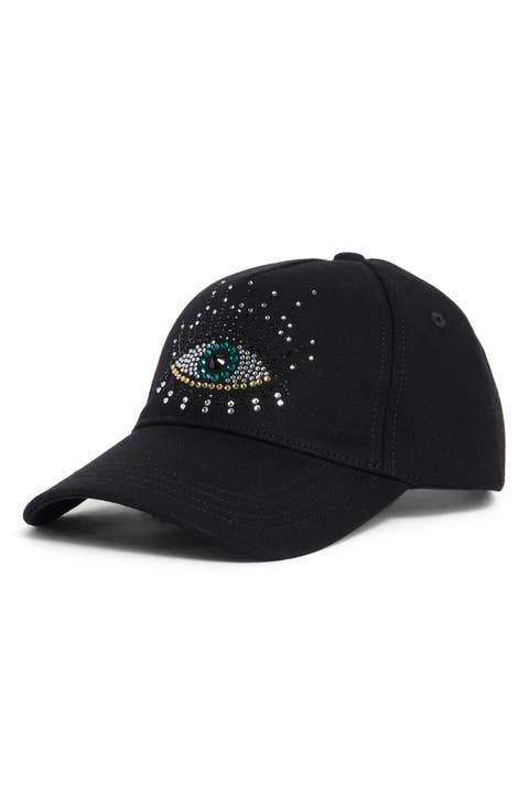Evil Eye Embellished Adjustable Baseball Cap