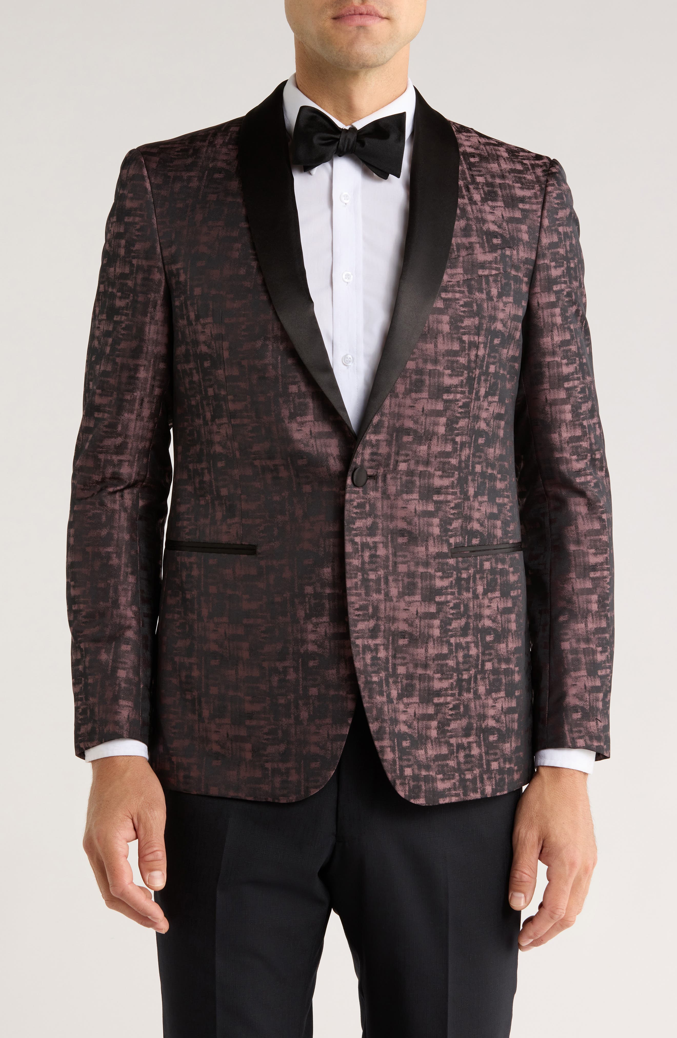 John Varvatos Star USA Geometric Patterned Shawl Lapel Dinner Jacket