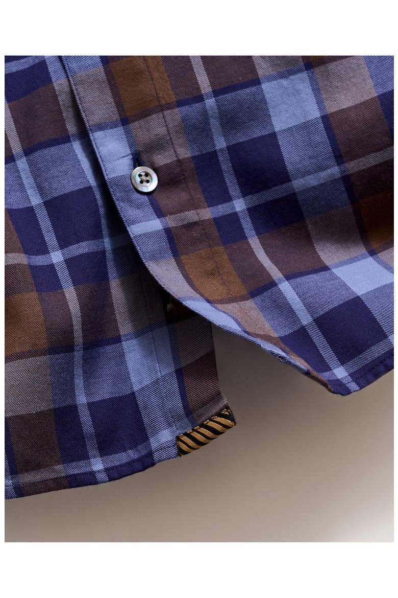 Hutcheson Standard Fit Plaid Cotton Twill Button-Up Shirt, Alternate, color, CARBON BLUE MULTI