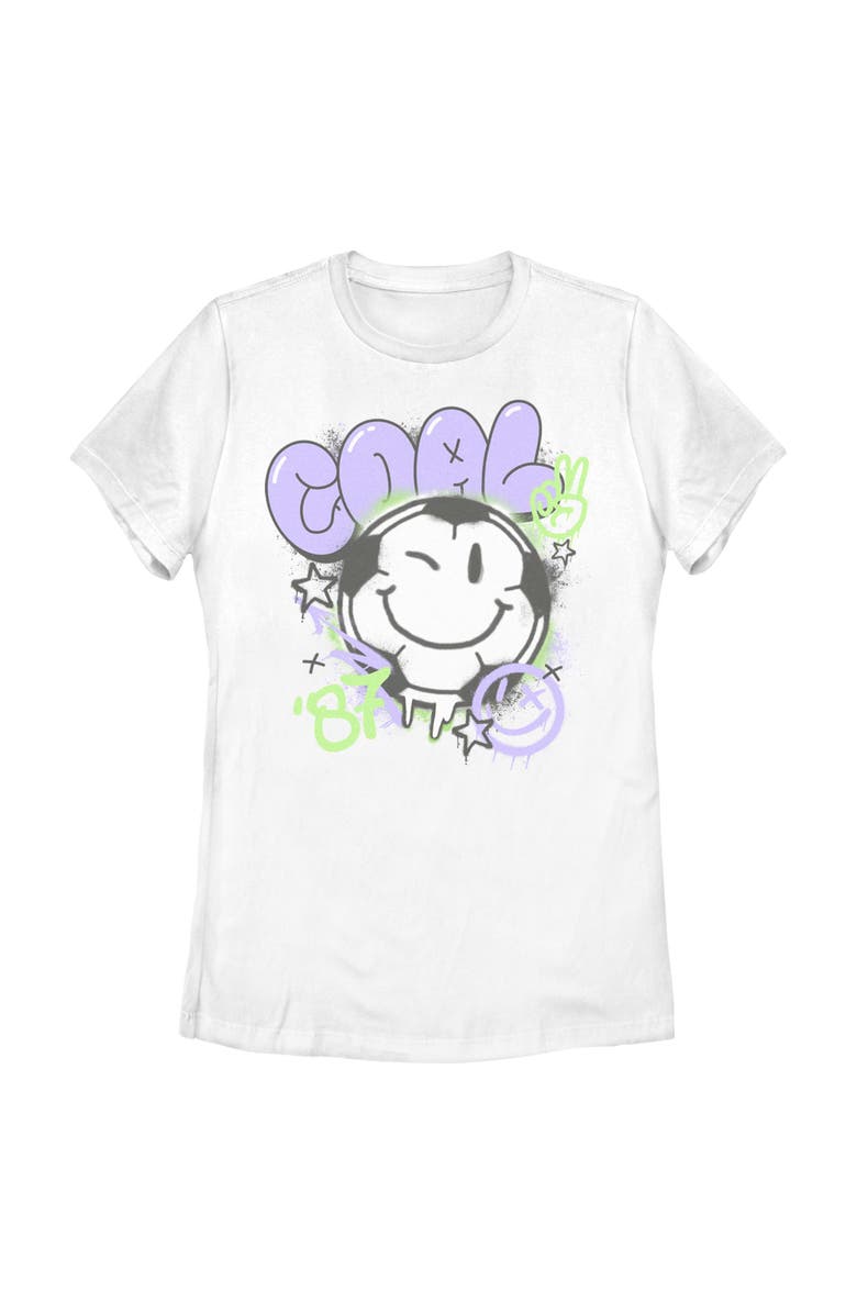 Lost Gods Women's Lost Gods Soccer Ball Smiley Face Graphic T-Shirt, Main, color, White