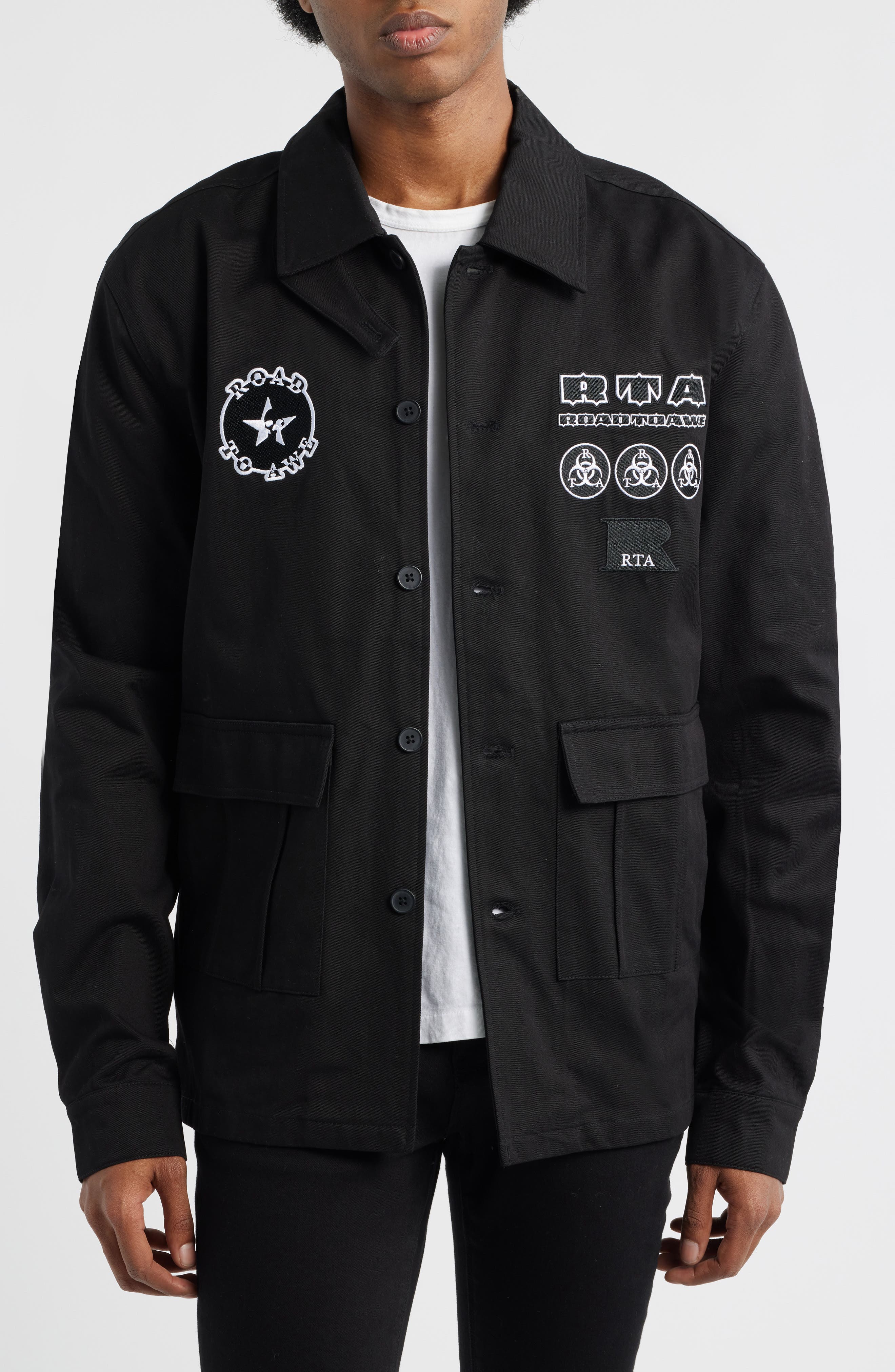 Nilton Graphic Military Patch Button-Up Shirt